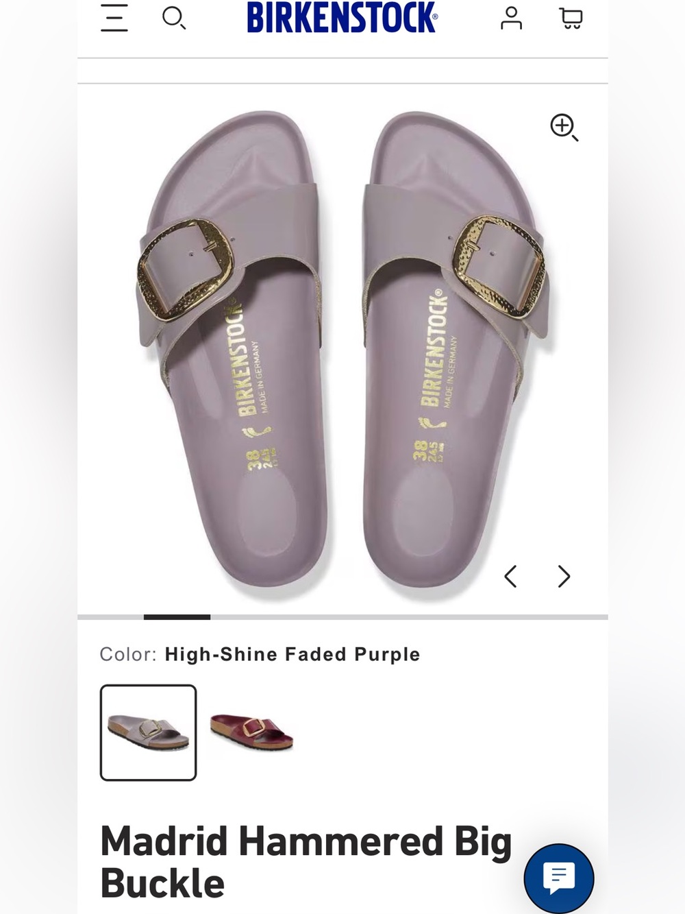 Birkenstock Madrid Hammered Buckle Slide - High-Shine Faded Purple